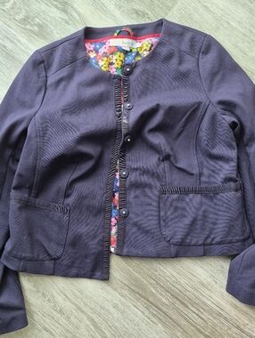 Boden Multicolor Floral Lined Navy Jacket